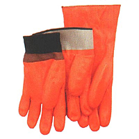 Foam Insulated Fully Coated Smooth Finish PVC Fluorescent Orange Knit Wrist Gloves