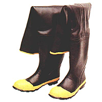 Black Hip Wader, Bar-Tread Outsole, Steel Safety Toe Boots